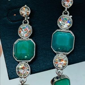 Ann Taylor drop earrings turquoise an rhinestone